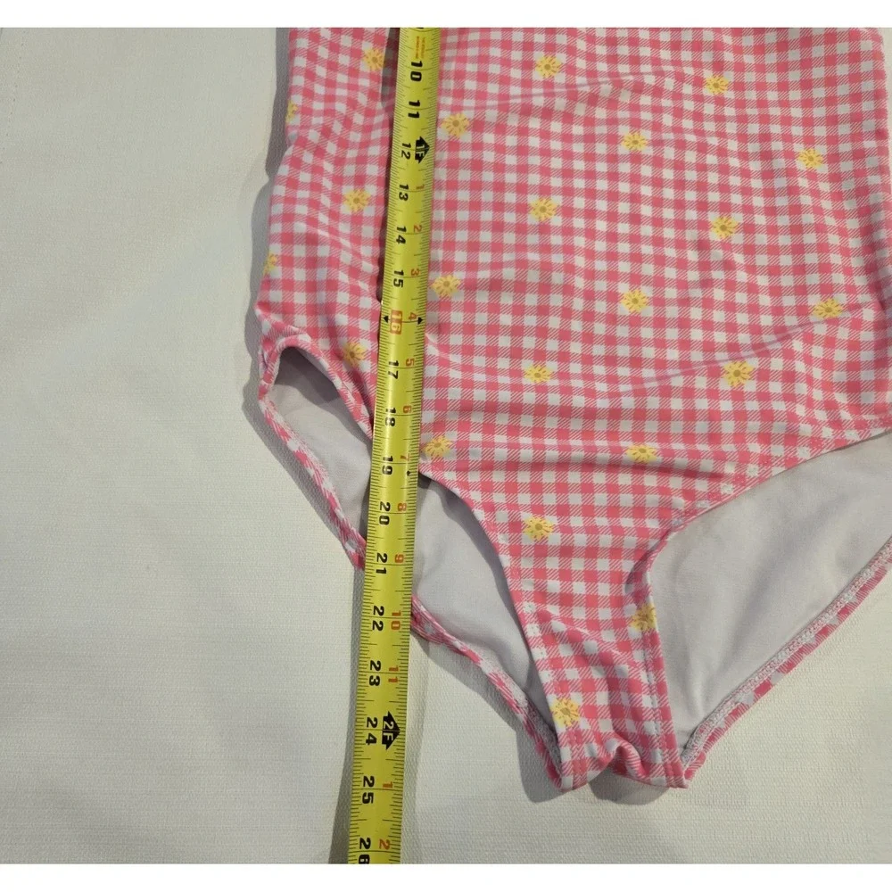 BMagical Girl's‎ Swimsuit  Gingham Pink White Plaid w/ Yellow Flowers Size 16